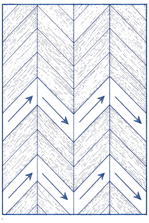 Blueprint diagram of chevron flooring pattern